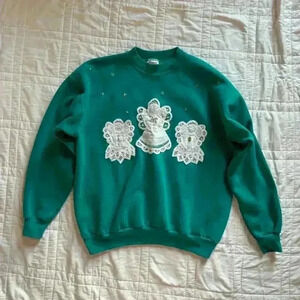 Vintage crewneck sweatshirt women's large angel stars embellished cottagecore